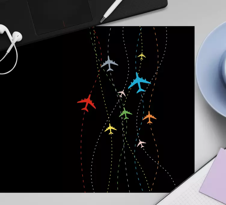 Gaming mauspad mit bunten flugzeugspuren - TenStickers