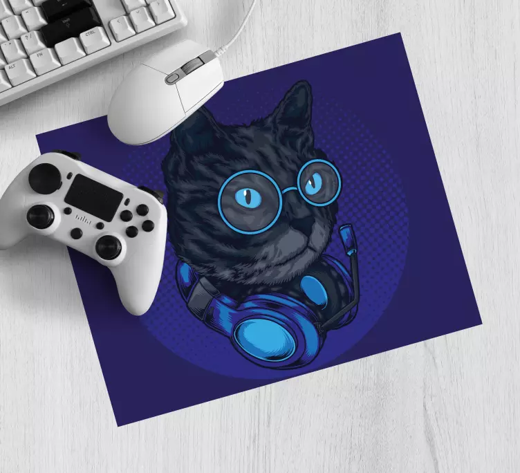 Gaming mauspad mit coolen katzenkopfhörern - TenStickers