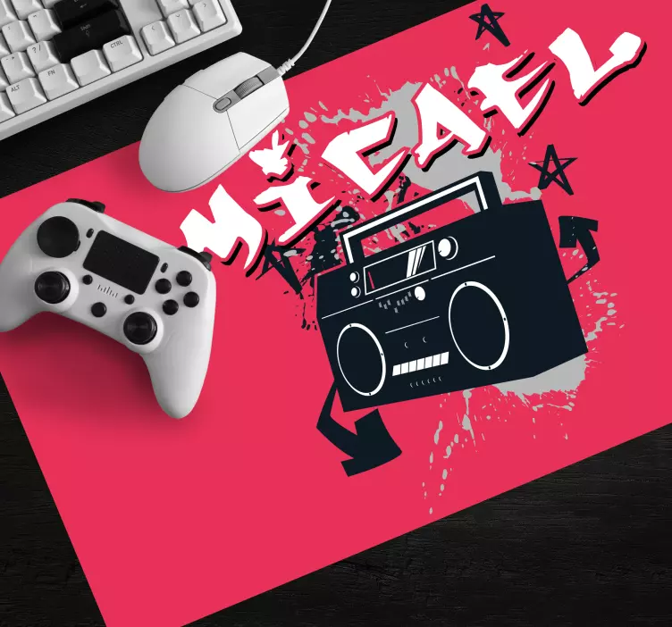 Gaming mauspad mit retro boombox grafik - TenStickers