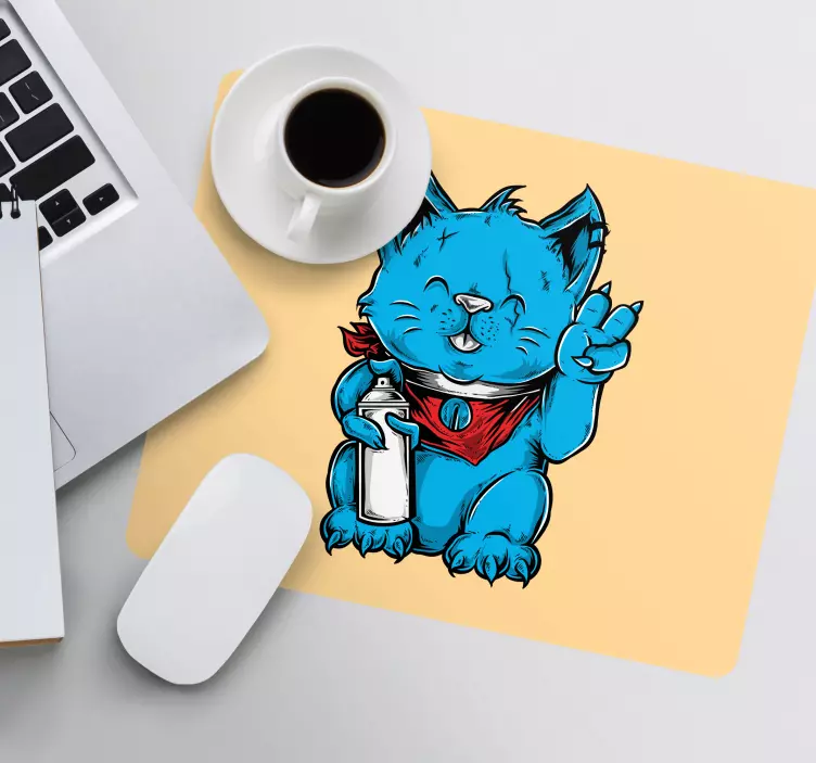 Gaming mauspad mit süßem katzencharakter - TenStickers