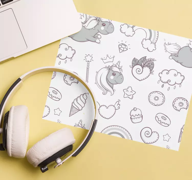 Gaming mauspad mit süßen einhorn-motiven - TenStickers
