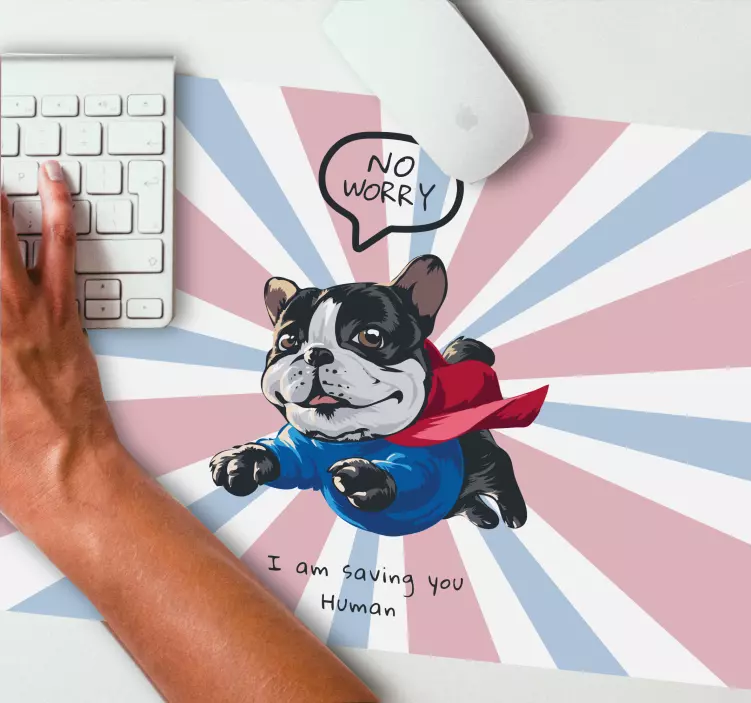 Gaming mauspad mit verspieltem superhelden hund - TenStickers