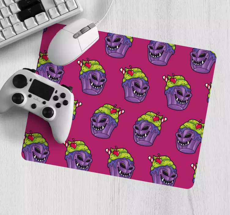 Gaming mauspad mit verspielten monster-cupcakes - TenStickers