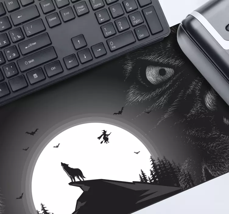 Gaming mauspad wolf mond szene - TenStickers