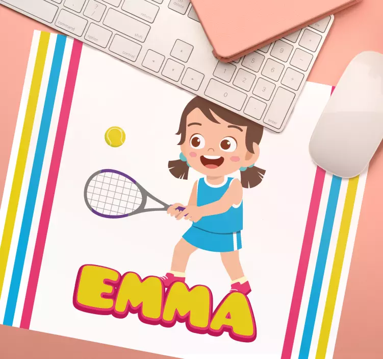 Mauspad mit namen animierter tennis spieler - TenStickers