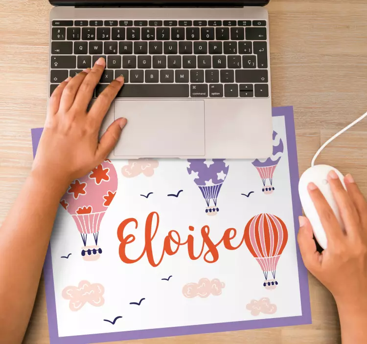 Mauspad mit namen bunte heißluftballons - TenStickers