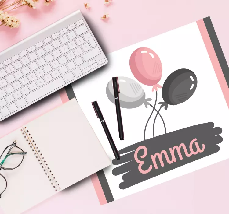 Mauspad mit namen buntes ballonarrangement - TenStickers