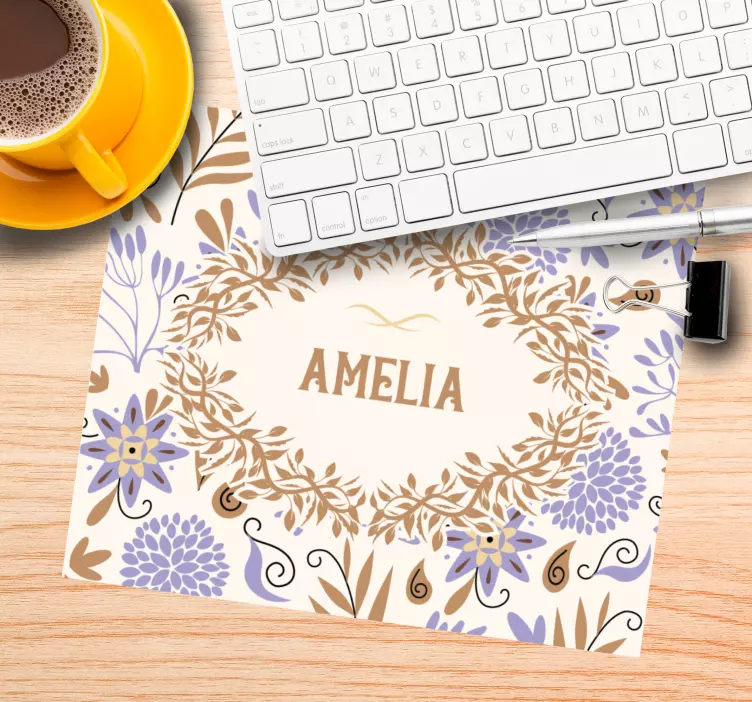 Mauspad mit namen florales individuelles arrangement - TenStickers