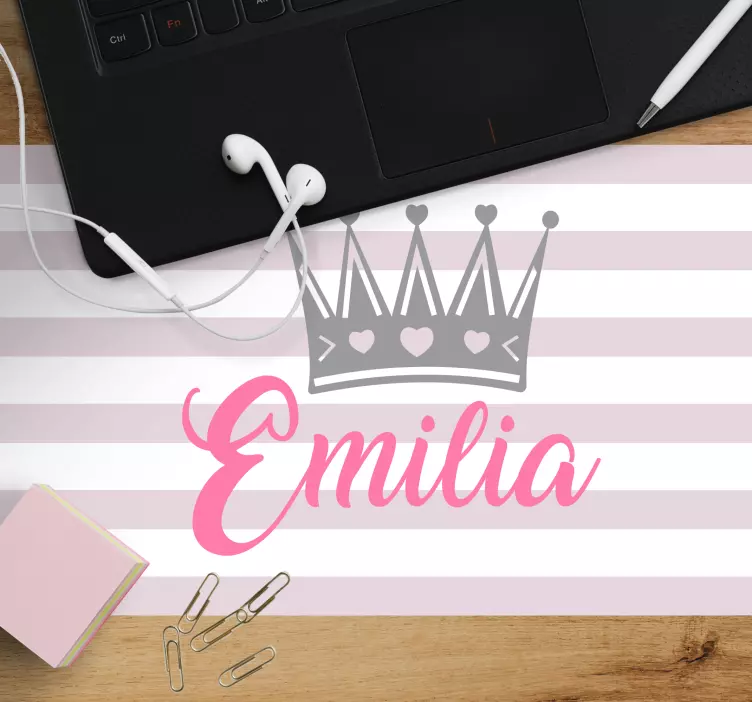 Mauspad mit namen krone personalisierte emilia - TenStickers