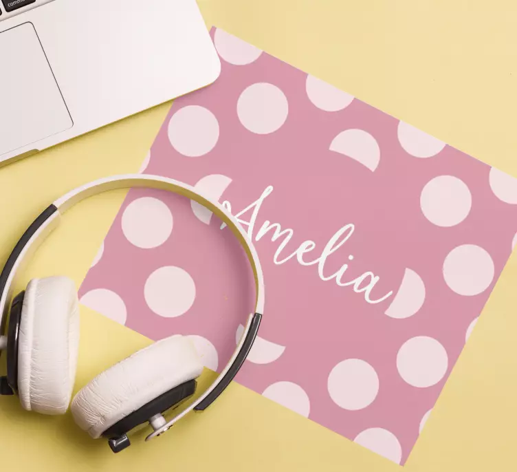 Mauspad mit namen personalisiert in pink punkte - TenStickers