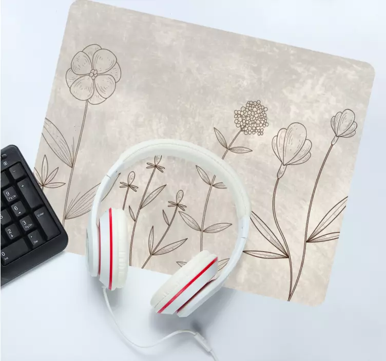 Mauspad muster botanische umrissillustration - TenStickers