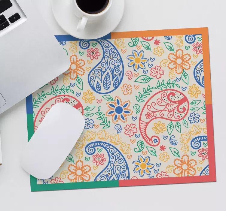 Mauspad muster bunte blumenwirbel - TenStickers