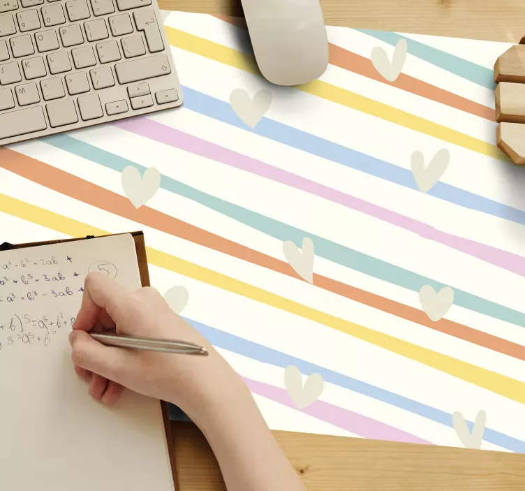 Mauspad muster bunte herzstreifen - TenStickers