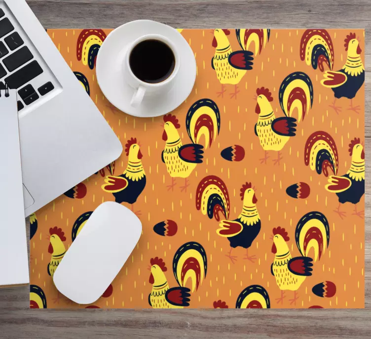 Mauspad muster buntes hahn-motiv - TenStickers