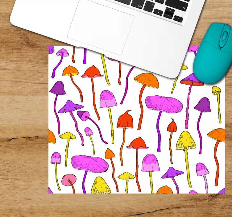 Mauspad muster buntes pilzmuster - TenStickers