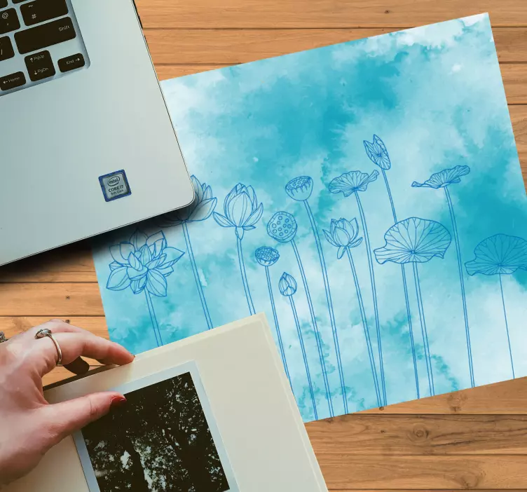 Mauspad muster florales blaues design - TenStickers