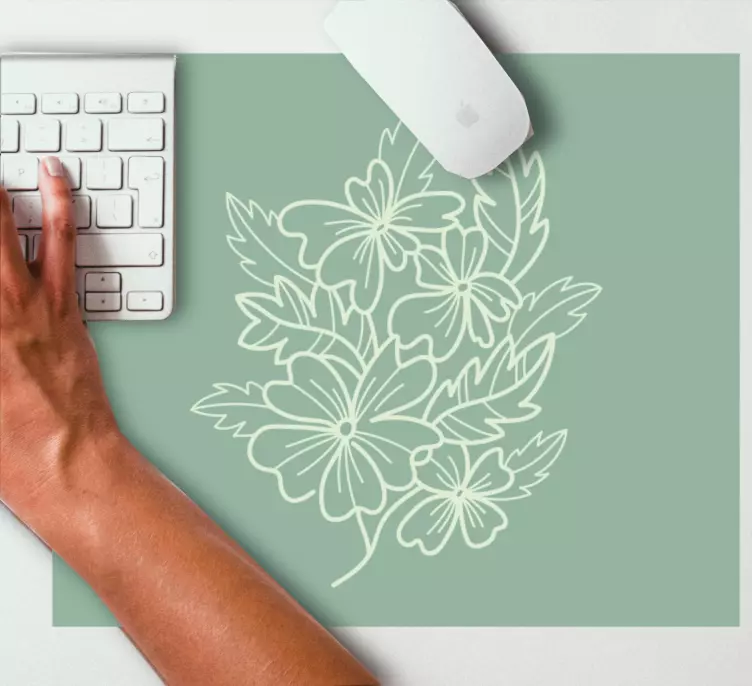 Mauspad muster mit floralen blattmotiven - TenStickers