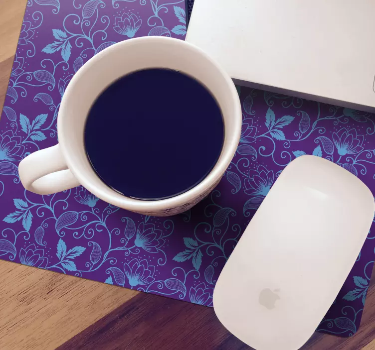 Mauspad muster mit floralen blauen details - TenStickers