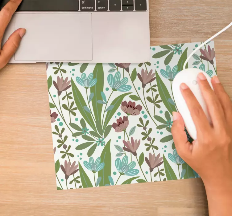 Mauspad muster mit floralen grünmotiven - TenStickers