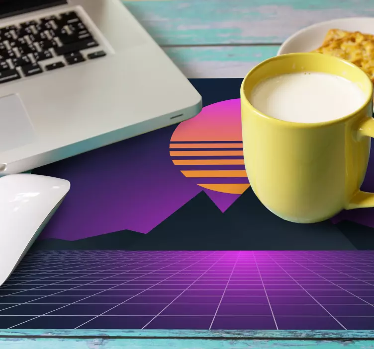 Mauspad muster retro geometrischer sonnenuntergang - TenStickers