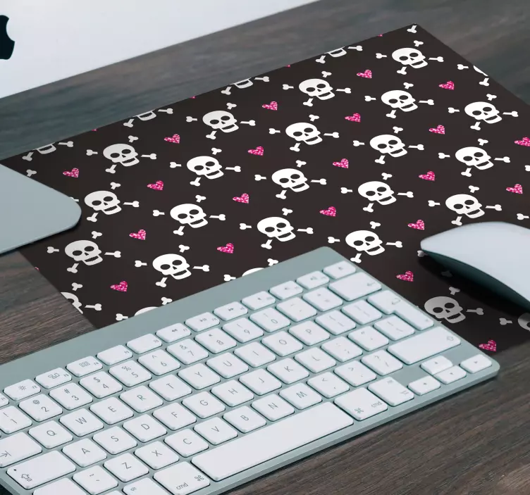 Mauspad muster schädel und herzen - TenStickers