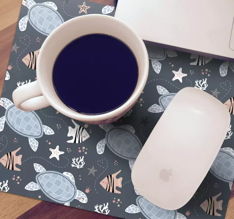 Mauspad muster schildkröte und fisch motiv - TenStickers