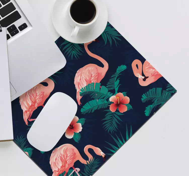 Mauspad muster tropical flamingo blumen - TenStickers