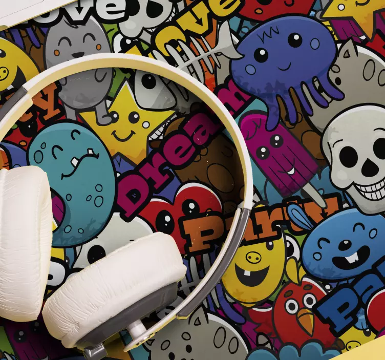 Gaming Mauspad bunte zeichentrickfiguren - TenStickers