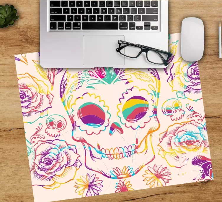 Mauspad originell bunter blumen-schädel - TenStickers