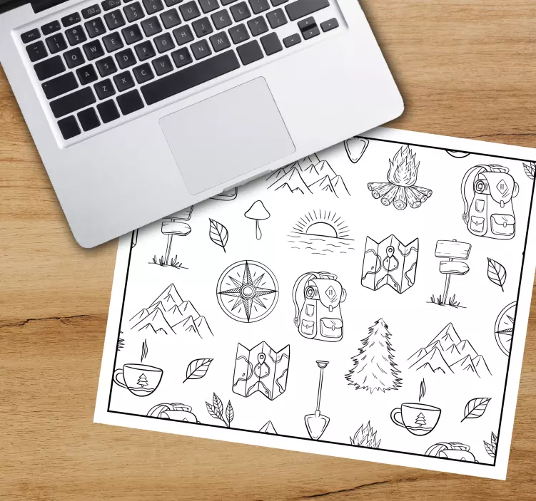 Mauspad originell camping abenteuer elemente - TenStickers