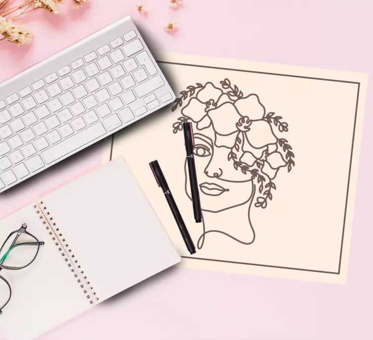 Mauspad originell elegantes florales porträt - TenStickers