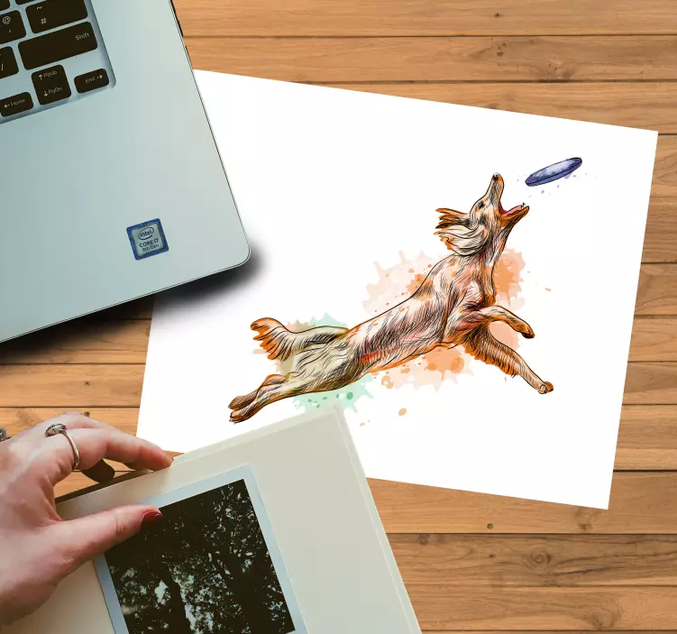 Mauspad originell fliegender hund im fangmodus - TenStickers