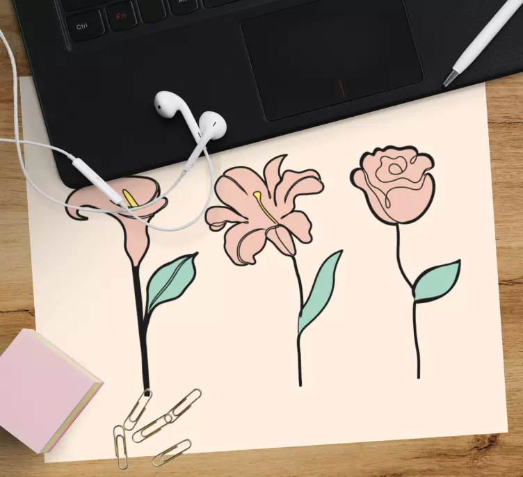 Mauspad originell floral eleganz trio - TenStickers