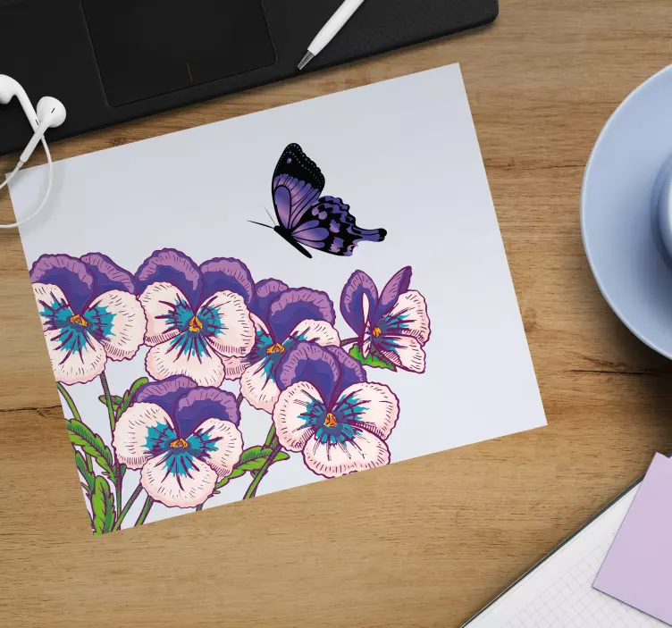 Mauspad originell lila blumen schmetterling - TenStickers