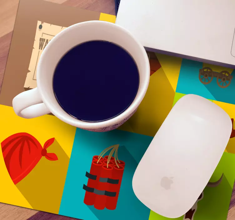 Mauspad originell mit cowboy-motiv icons - TenStickers