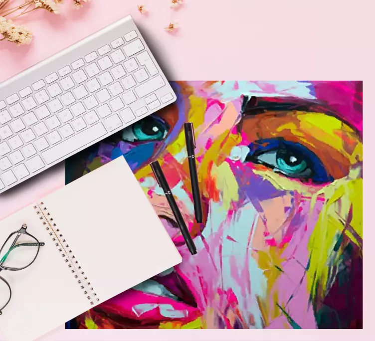 Mauspad originell mit farbenfrohem frauenportrait - TenStickers