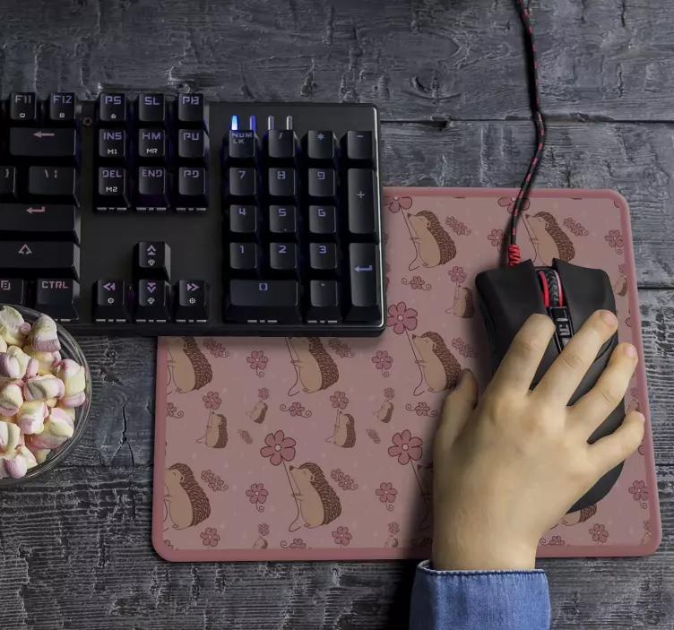 Mauspad originell mit igel blumenmuster - TenStickers