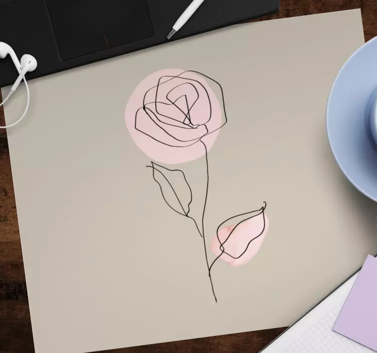 Mauspad originell mit minimalistischer blumenumriss - TenStickers