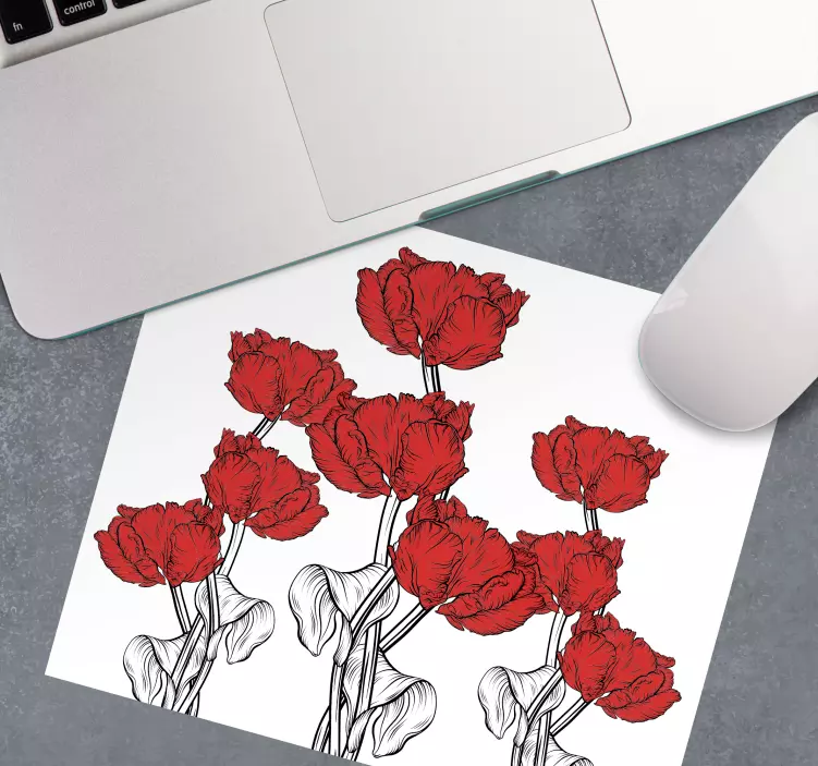 Mauspad originell rote tulpen arrangements - TenStickers
