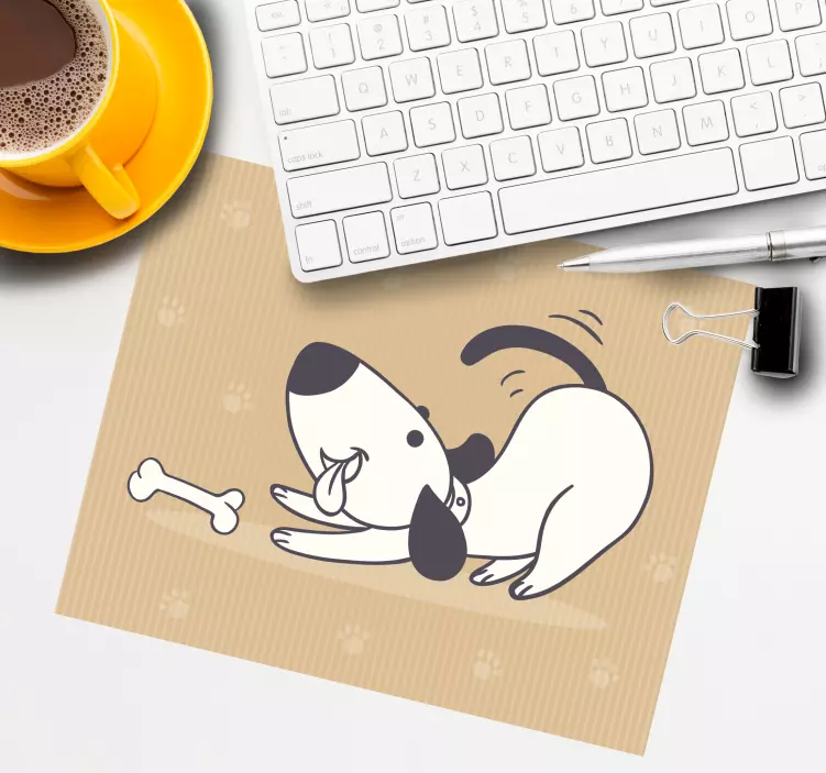 Mauspad originell verspielter hund mit knochen - TenStickers
