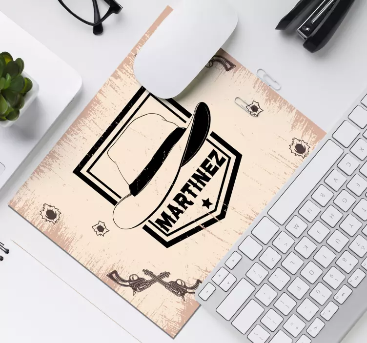 Mauspad mit Namen Cowboy Hatte mit Namen - TenStickers