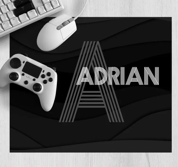 Mauspad mit Namen Name, initiale auf schwarz - TenStickers