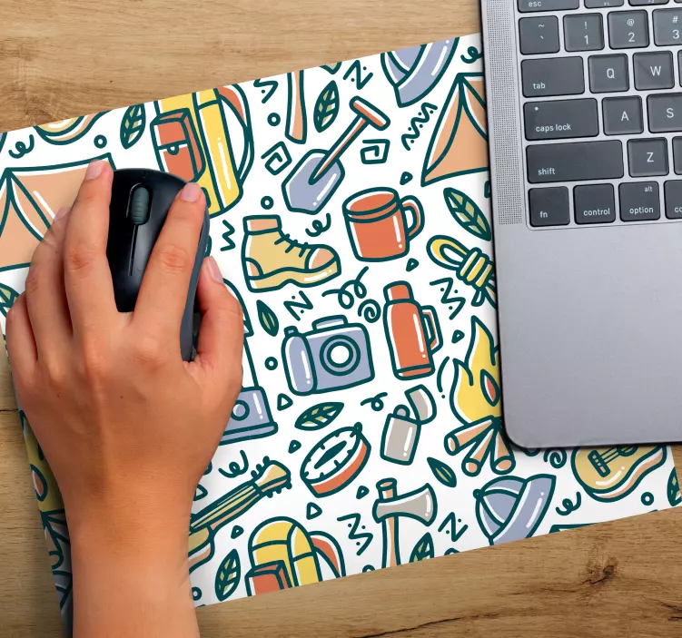 Mauspad Muster Handgezeichnete berge und campingartikel - TenStickers