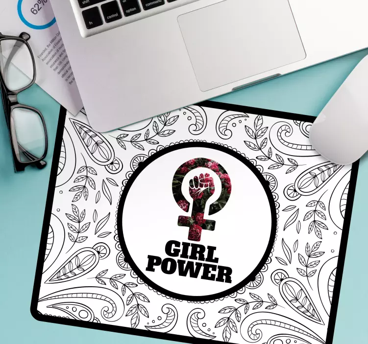 Mousepad spruch mit floralem empowerment-symbol - TenStickers