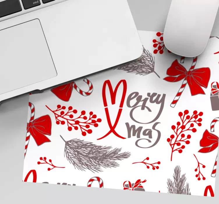 Mousepad weihnachten fröhliche wünsche und festliche bänder - TenStickers
