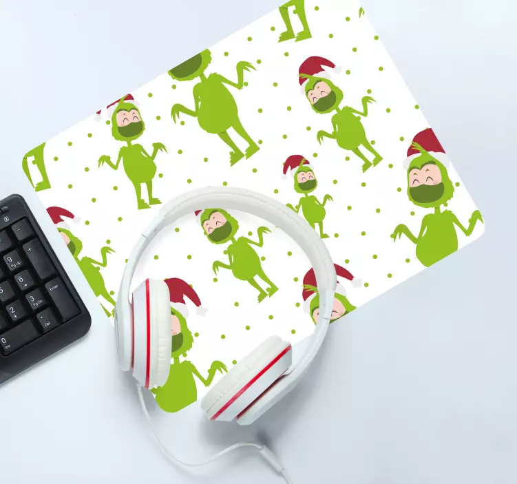 Mousepad weihnachten fröhlicher grüner charakter - TenStickers