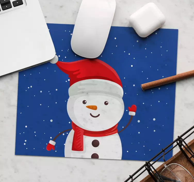 Mousepad weihnachten fröhlicher schneemann charakter - TenStickers