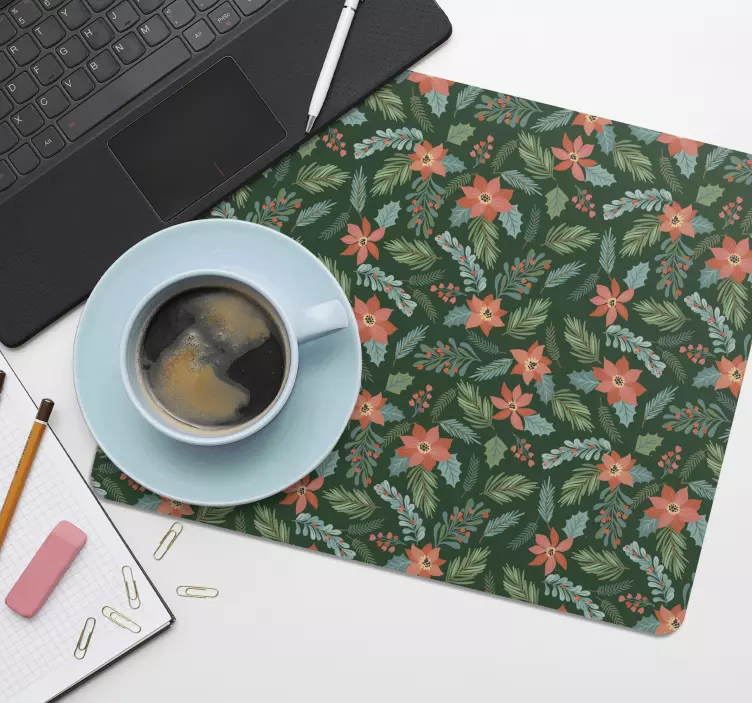 Mousepad weihnachten mit floralen weihnachtsmotiven - TenStickers