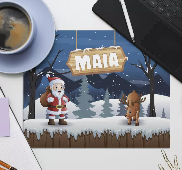 Mousepad weihnachten mit santa und rentieren - TenStickers