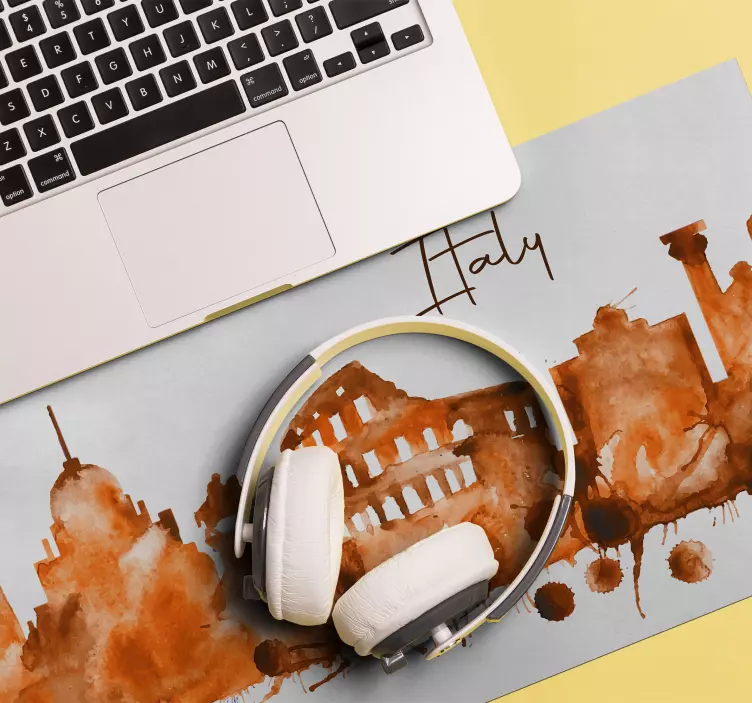 Mousepad weltkarte aquarell italienische skyline - TenStickers